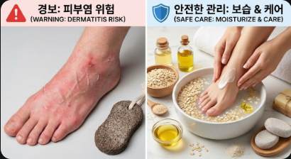 발각질제거제 부작용 경보: 아기발 만들려다 피부염 걸리는 이유와 안전한 관리법